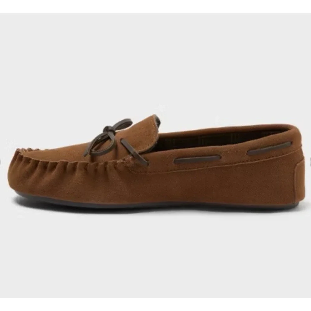 Mens Moccasin Slippers Chestnut Suede Leather Goodfellow & Co Topher 11 M